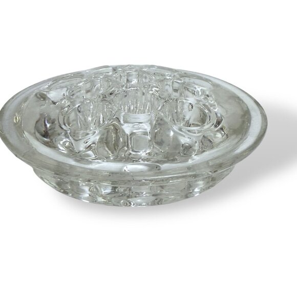 Vintage Glass Floral Frog Clear 3.5" for Flower Arranging 11 Hole Sections - Picture 4 of 5